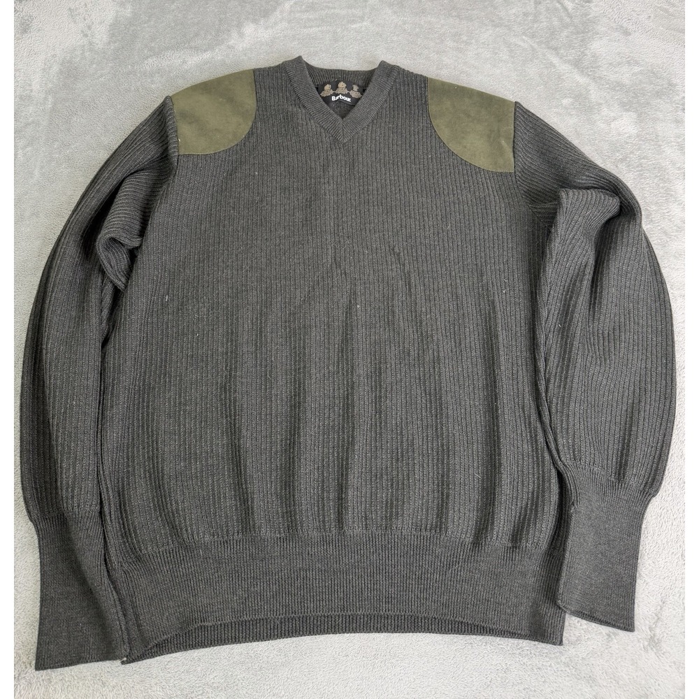 Barbour V Neck Sporting Pullover Sweater Men's Size XL Green Outdoor